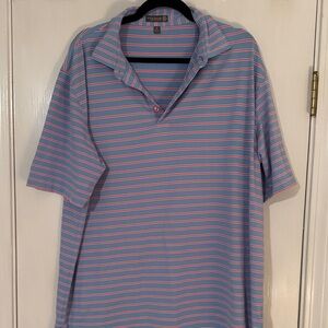 Light Blue & Pink Striped Peter Millar Polo Shirt - Men